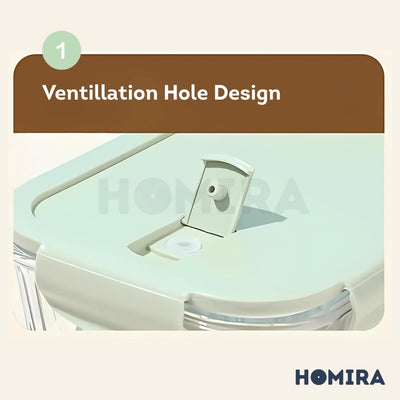 Homira Borosilicate Glass Food Container – Airtight Leakproof Oven Safe Lunch Box | Round & Rectangle (450ml-1050ml)