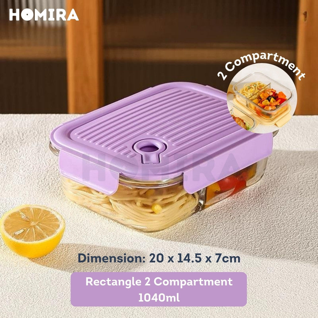 Homira Floral Blossom Series Borosilicate Glass Food Container – Airtight Leakproof Lunch Box | (450ml–1100m)