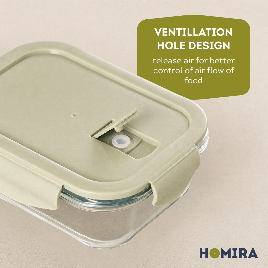 HOMIRA Borosilicate Glass Food Container Set - Natural Green Family Collection