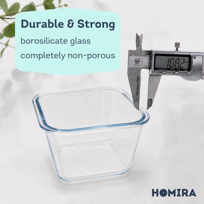 HOMIRA Classic Series Square Giant Borosilicate Glass Food Container (2000ml)