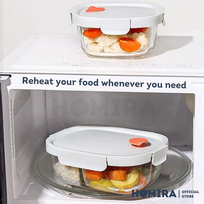 Homira Sunset Grey Series Borosilicate Glass Food Container – Airtight Leakproof Lunch Box | (640ml–940ml)