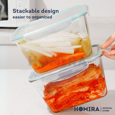 Homira Classic Big Rectangle Borosilicate Glass Food Container 2600ml – Large Airtight Oven Safe