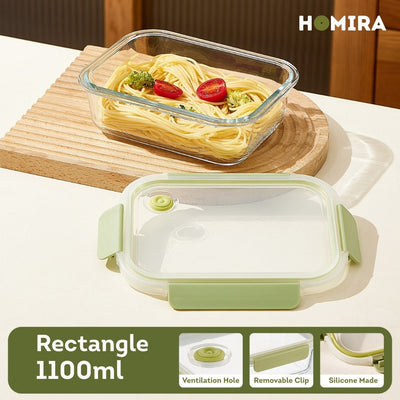HOMIRA Daisy Girl Series Glass Lunch Box & Insulated Bag Set (480ml - 1100ml)