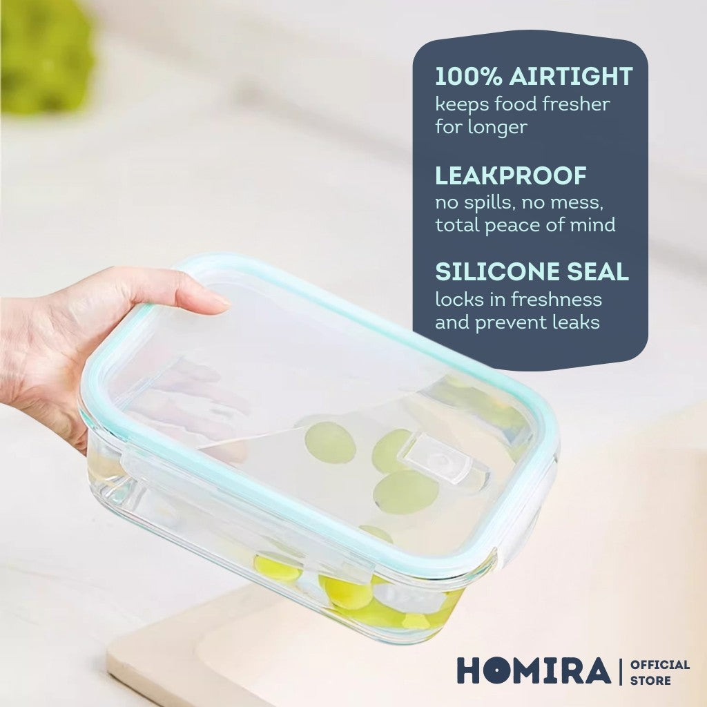 HOMIRA Classic Series Borosilicate Glass Food Container Set (4PCS Set)