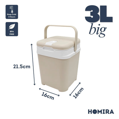 HOMIRA Mini Cooler Box (1L/3L) - Drinks Holder, Keep Cold, BPA Free