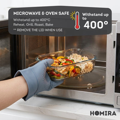 HOMIRA PureView Series Borosilicate Glass Food Container [Family Set]