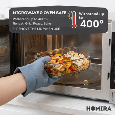 HOMIRA PureView Series Borosilicate Glass Lunchbox Food Container