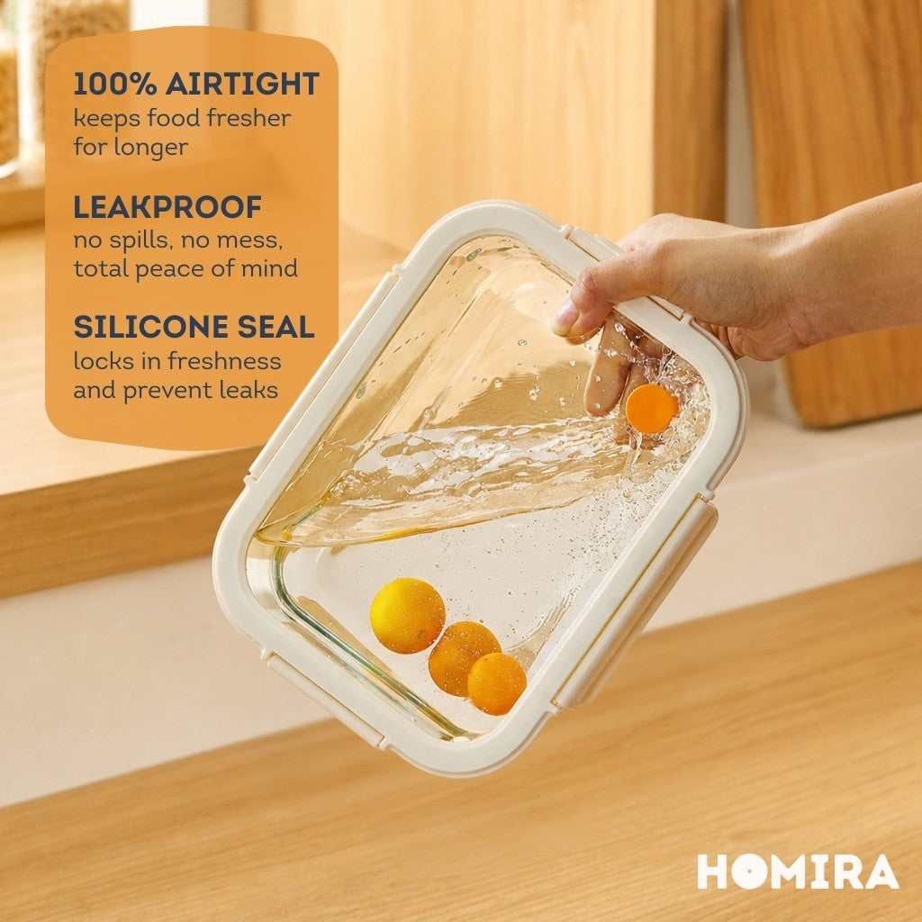 HOMIRA Signature Series Borosilicate Glass Food Container (3PCS Set)