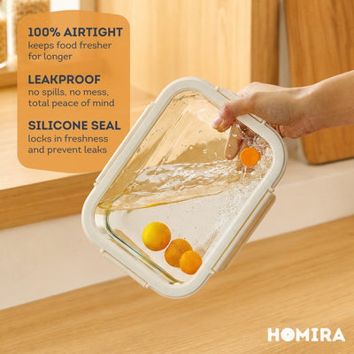 HOMIRA Signature Series Borosilicate Glass Food Container (3PCS Set)