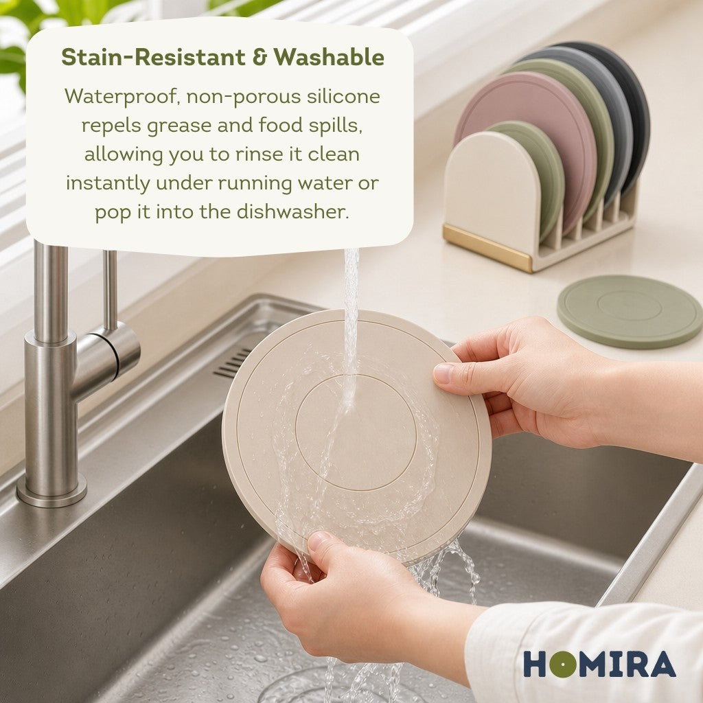 HOMIRA Thickened Silicone Heat-Resistant Round Trivet Mat (16cm / 22cm)
