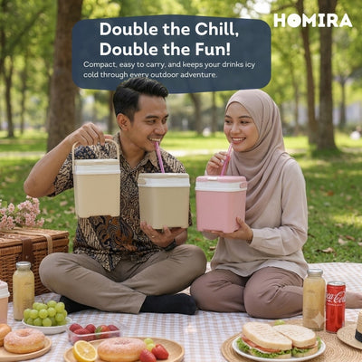 HOMIRA Mini Cooler Box (1L/3L) - Drinks Holder, Keep Cold, BPA Free