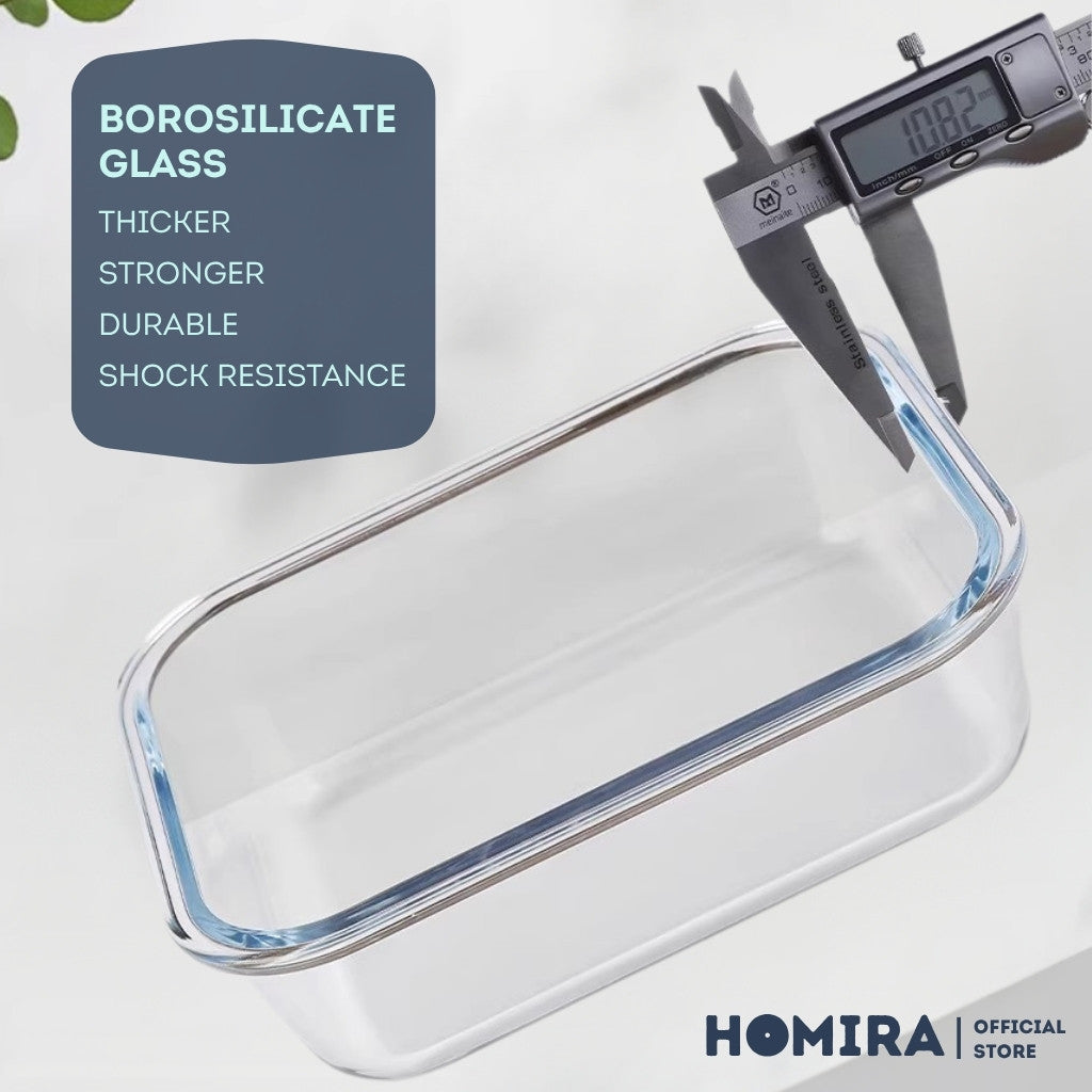 HOMIRA Classic Series Borosilicate Glass Food Container Set (4PCS Set)
