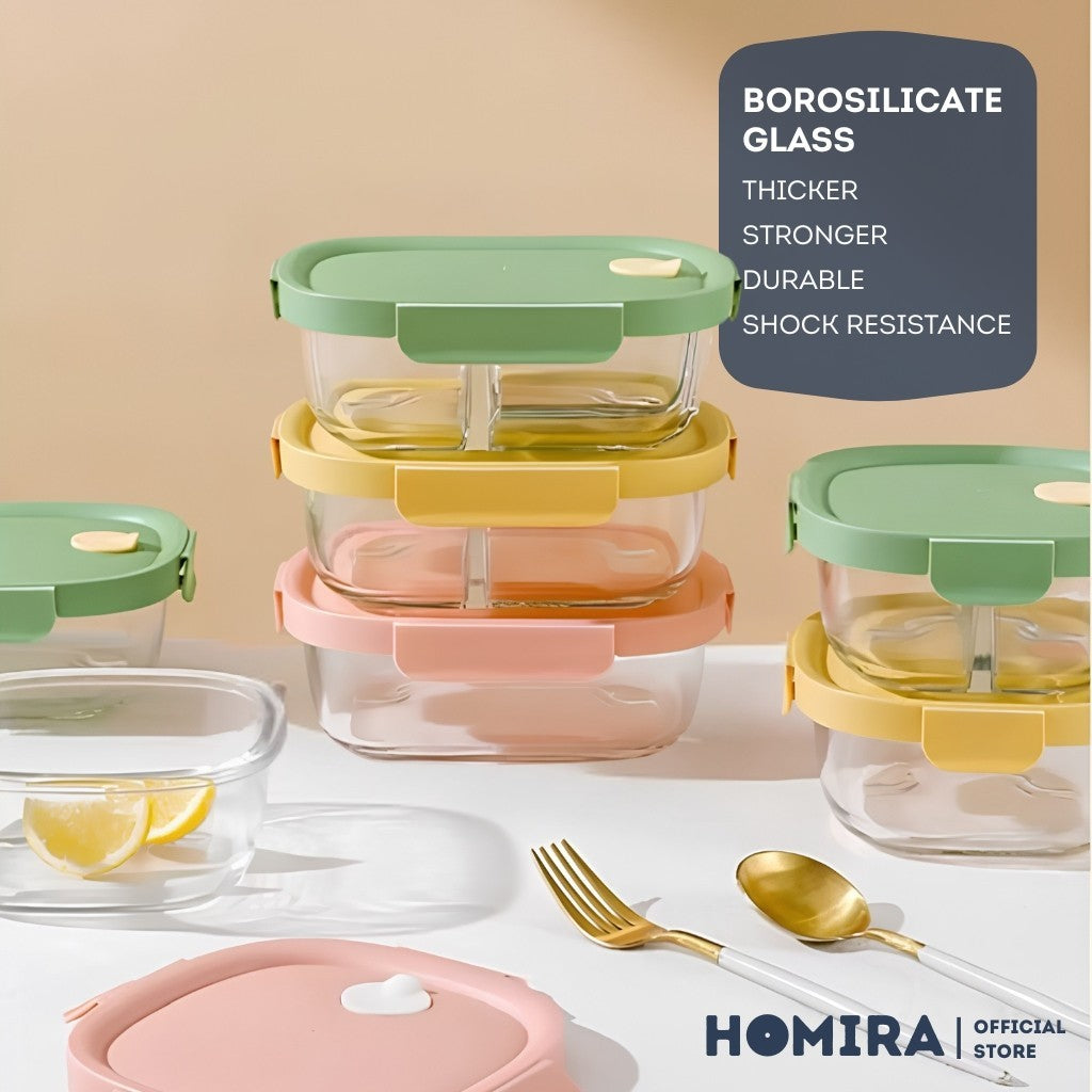 HOMIRA Summer Series Borosilicate Glass Food Container Lunch Box (Mix Set)
