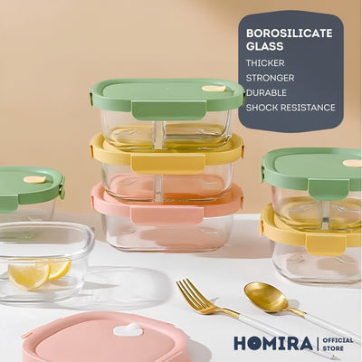 HOMIRA Summer Series Borosilicate Glass Food Container Lunch Box (Mix Set)