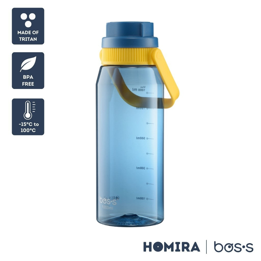 Bos's Tritan Sport Water Bottle with Integrated Handle - 1000ml