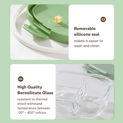 HOMIRA Summer Series Borosilicate Glass Food Container (4PCS Set)