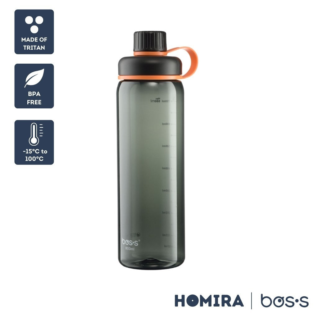 Bos's Tritan Water Bottle 800ml - Durable, BPA Free, Leakproof