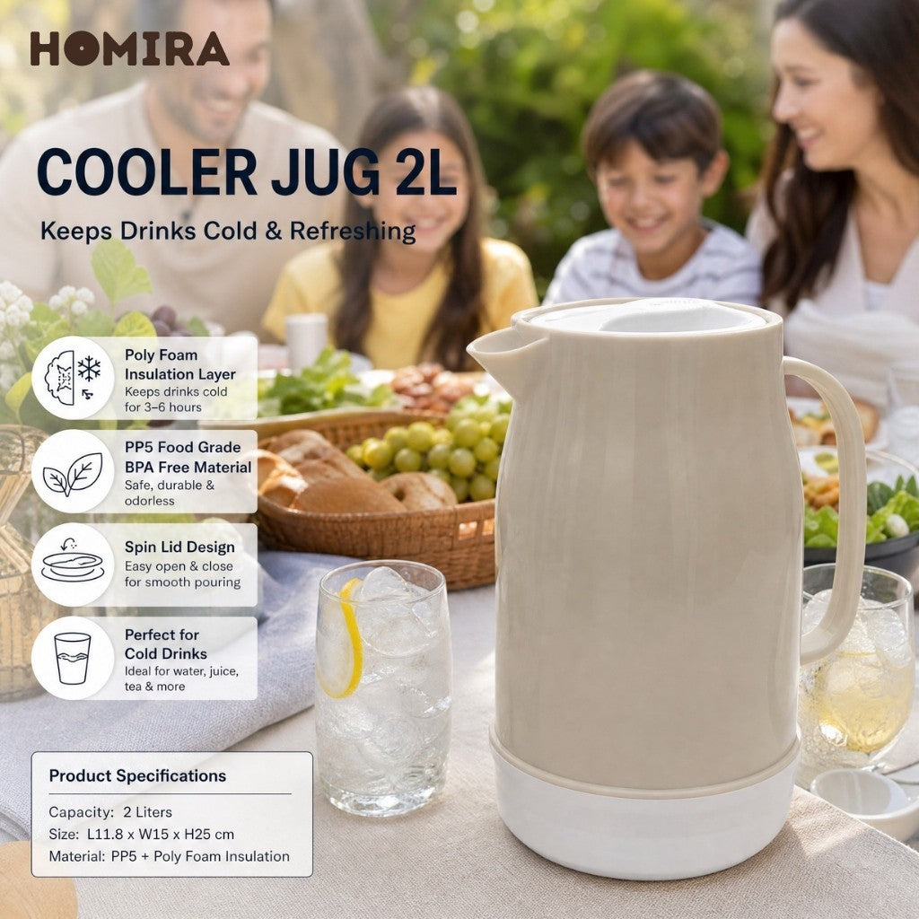 HOMIRA Cooler Jug 2L - Cold Drinks, Keep Cold, BPA Free