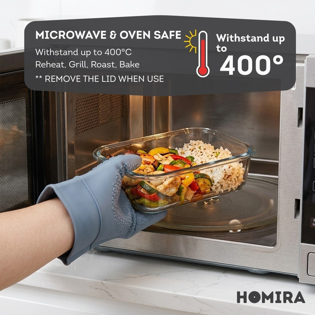 HOMIRA PureView Series Borosilicate Glass Food Container (370ml-2600ml)