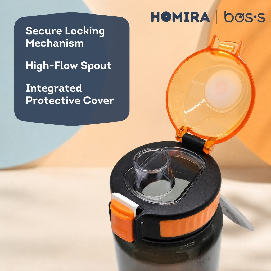 Bos's Tritan Sport Water Bottle with High-Flow Spout - 1100ml