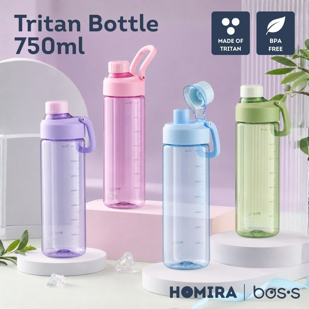 Bos's Tritan Water Bottle 750ml - Durable, BPA Free, Leakproof