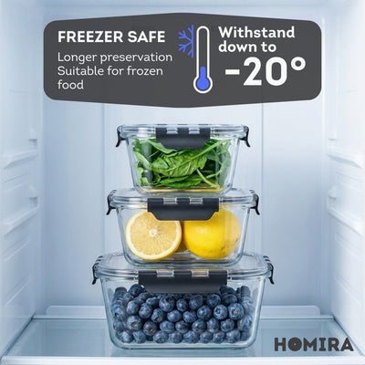 HOMIRA PureView Series Borosilicate Glass Food Container [Family Set]