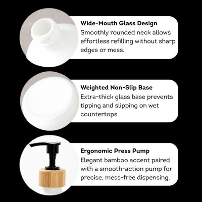 HOMIRA Refillable Glass Hand Soap & Dish Soap Dispenser with Bamboo Collar - 500ml