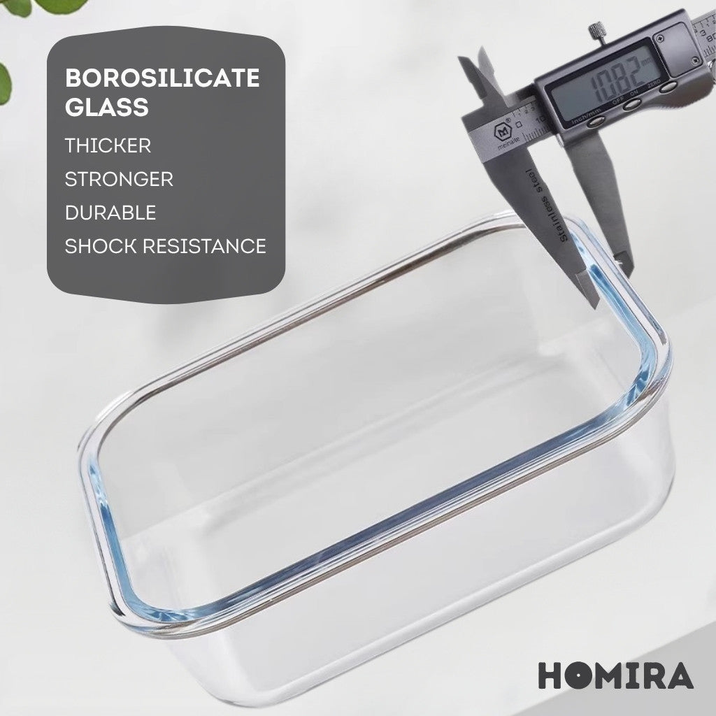 HOMIRA PureView Series Borosilicate Glass Lunchbox Food Container