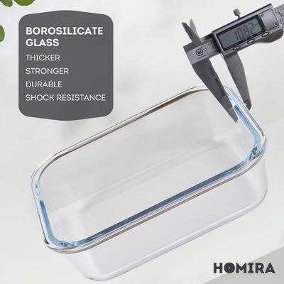 HOMIRA PureView Series Borosilicate Glass Lunchbox Food Container