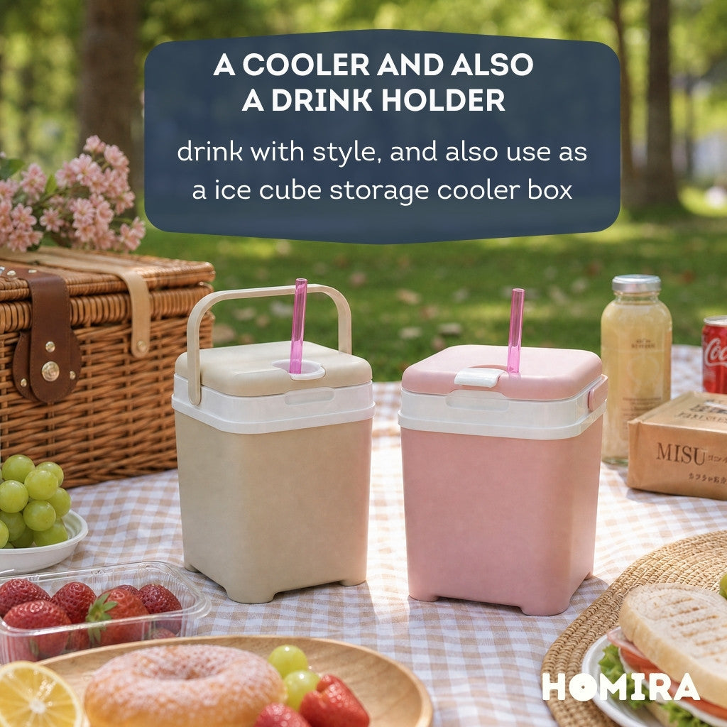 HOMIRA Mini Cooler Box (1L/3L) - Drinks Holder, Keep Cold, BPA Free