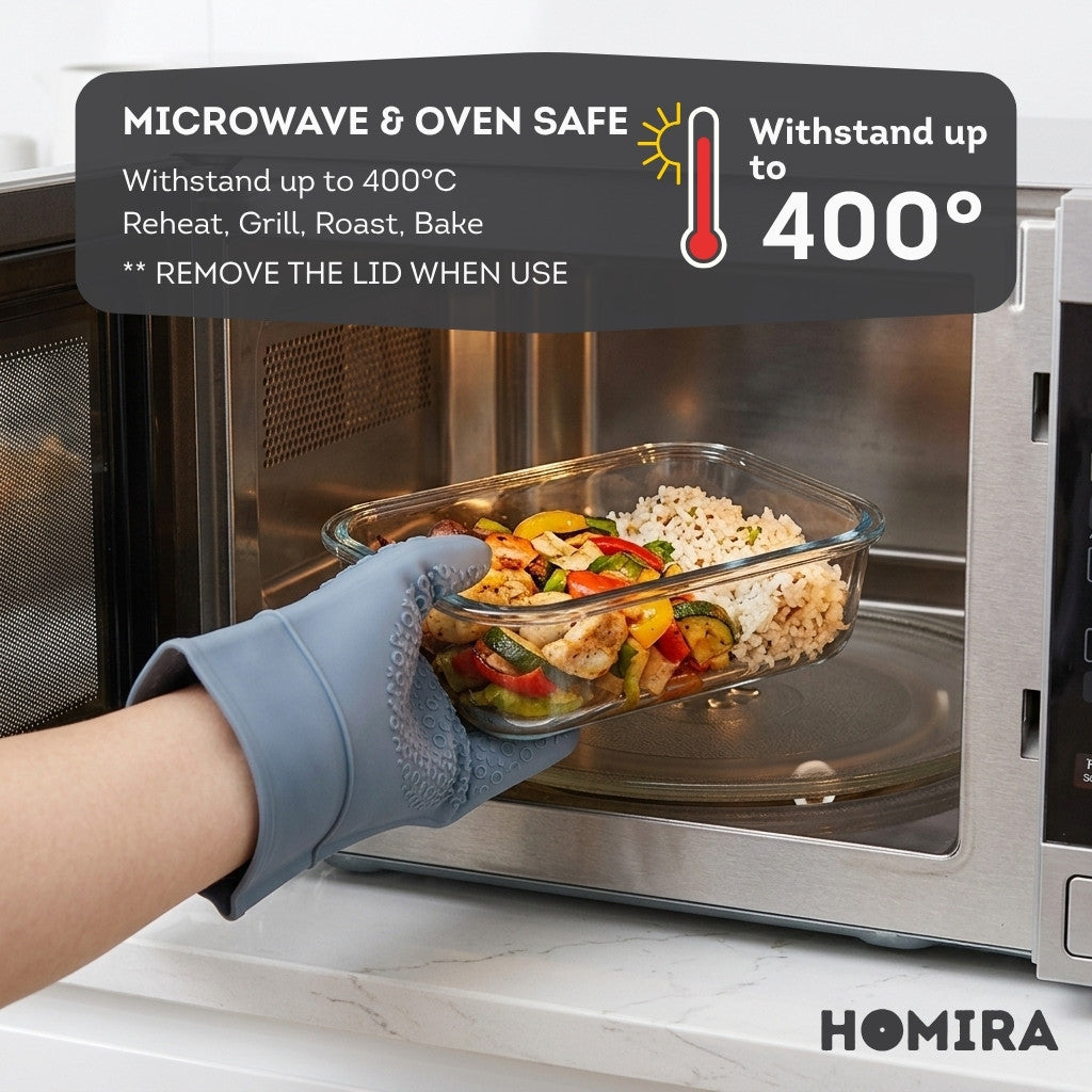 HOMIRA PureView Series Borosilicate Glass Food Container [10PCS Set]