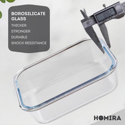 HOMIRA PureView Series Borosilicate Glass Food Container [10PCS Set]