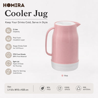 HOMIRA Cooler Jug 2L - Cold Drinks, Keep Cold, BPA Free