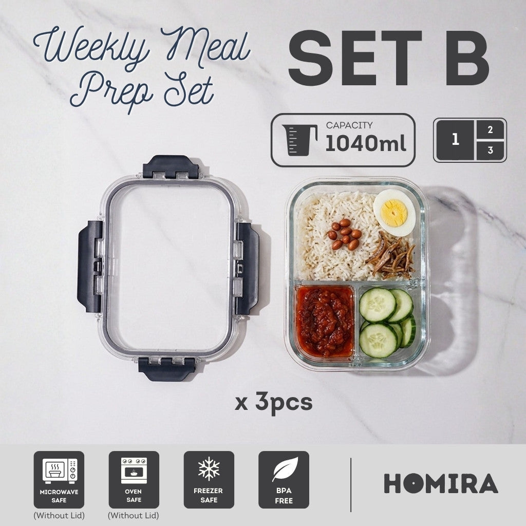 HOMIRA PureView Series Borosilicate Glass Lunchbox Food Container