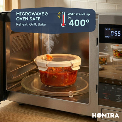 HOMIRA Signature Series Borosilicate Glass Food Container (4PCS Set)