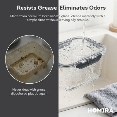 HOMIRA PureView Series Borosilicate Glass Food Container (370ml-2600ml)