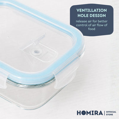 HOMIRA Classic Series Borosilicate Glass Food Container 3Pcs Set (1000ml/1520ml/2600ml)