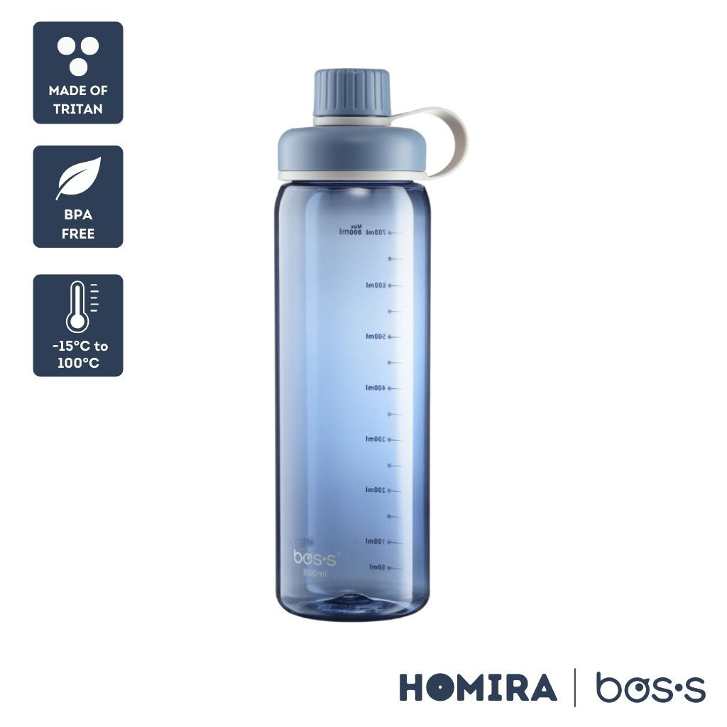 Bos's Tritan Water Bottle 800ml - Durable, BPA Free, Leakproof