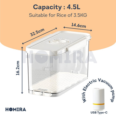 Homira Compress Vacuum Rice Container Airtight Food Storage 4.5L / 6L