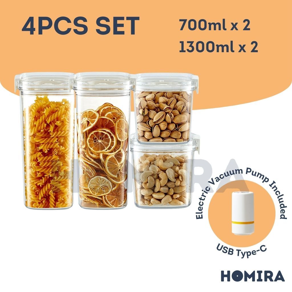 Homira Vacuum Seal Compress Food Container for Dry Food Storage SET