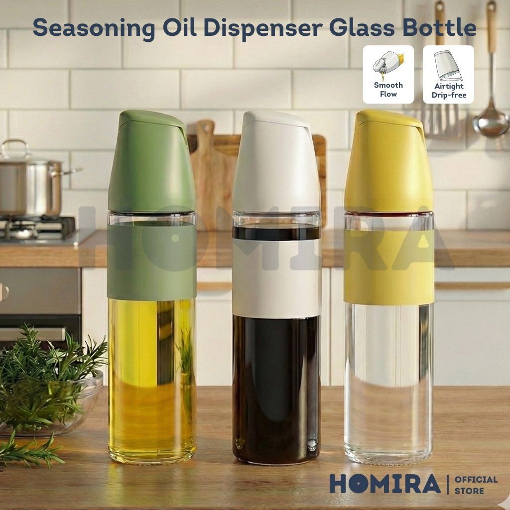 Homira Seasoning Oil Dispenser Glass Bottle Smooth Flow Drip-free