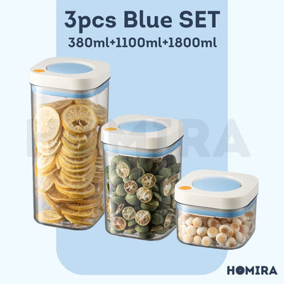 Homira Press Type Airtight Food Container Stackable 380ml /1100ml /1800ml