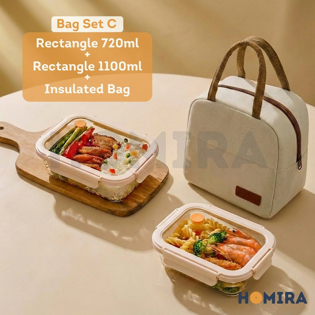 Signature Series Borosilicate Glass Lunchbox Bag Set