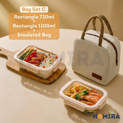 Signature Series Borosilicate Glass Lunchbox Bag Set