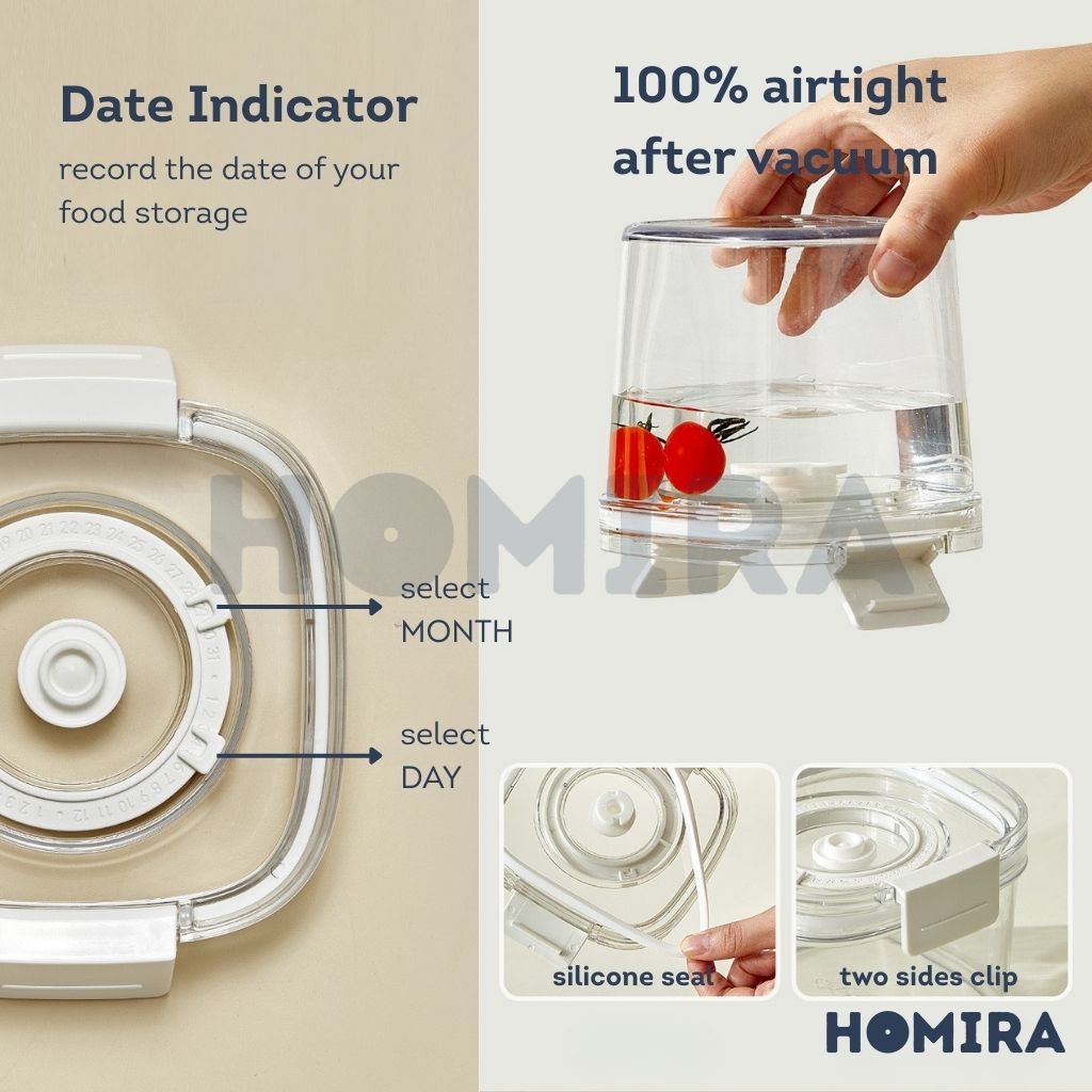 Homira Vacuum Seal Compress Food Container for Dry Food Storage 460ML-1800ml