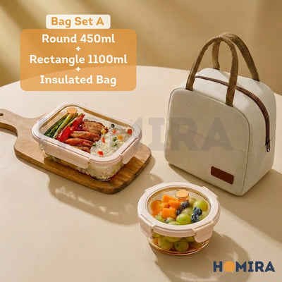 Signature Series Borosilicate Glass Lunchbox Bag Set