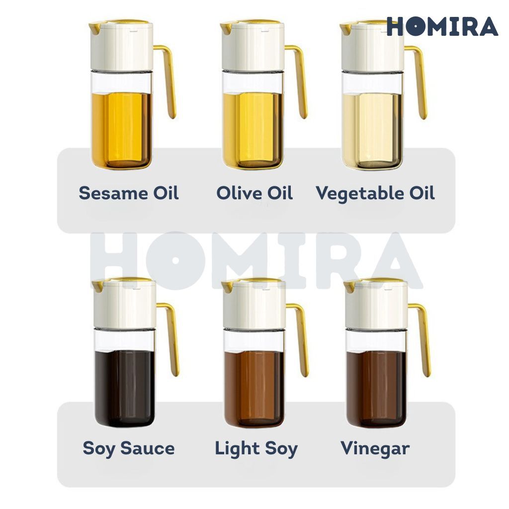 Homira Cooking Oil Glass Dispenser 500ml Auto Flip