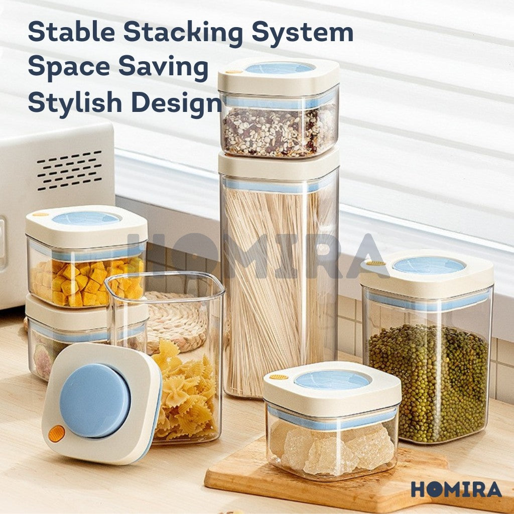 Homira Press Type Airtight Food Container Stackable 380ml /1100ml /1800ml