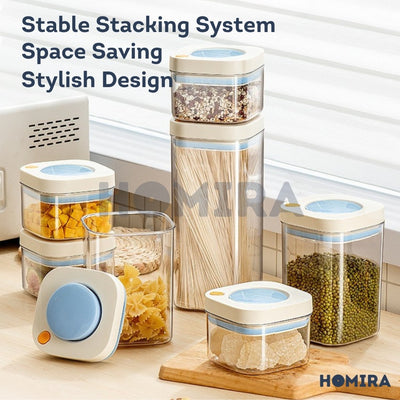 Homira Press Type Airtight Food Container Stackable 380ml /1100ml /1800ml