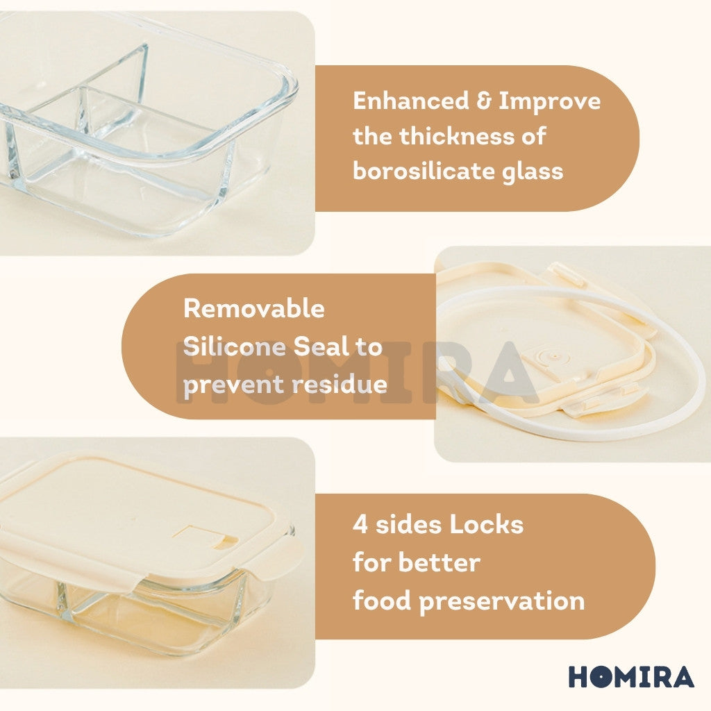 Buttercream Series Borosilicate Glass Lunchbox Bag Set